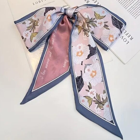 BLUSH FLORAL RIBBON SCARF - Picture 1 of 2